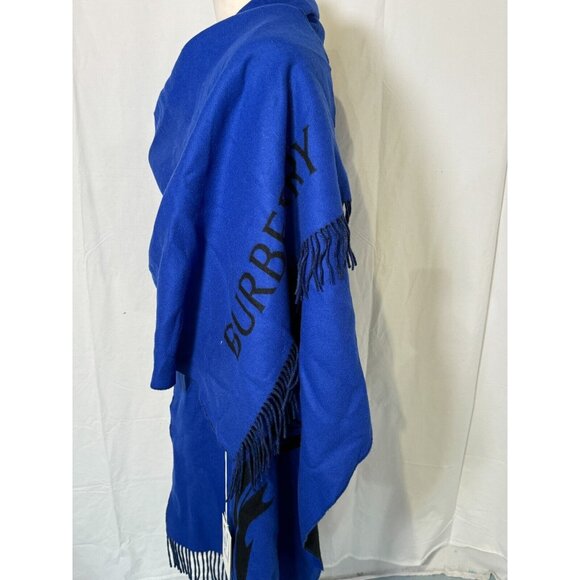 $1450 NWT BURBERRY PRORSUM Blue Luxurious Reversible Pure Cashmere Large Shawl - Picture 10 of 16